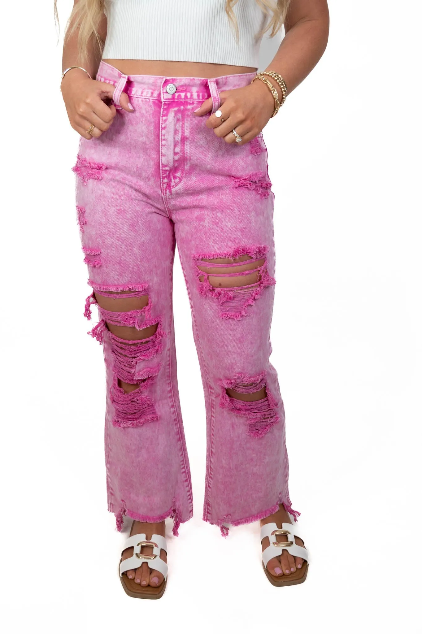 Acid Pink Vintage Cropped Flare