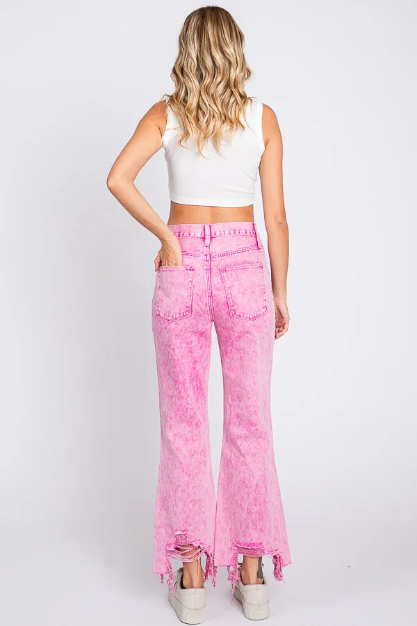 Acid Pink Vintage Cropped Flare