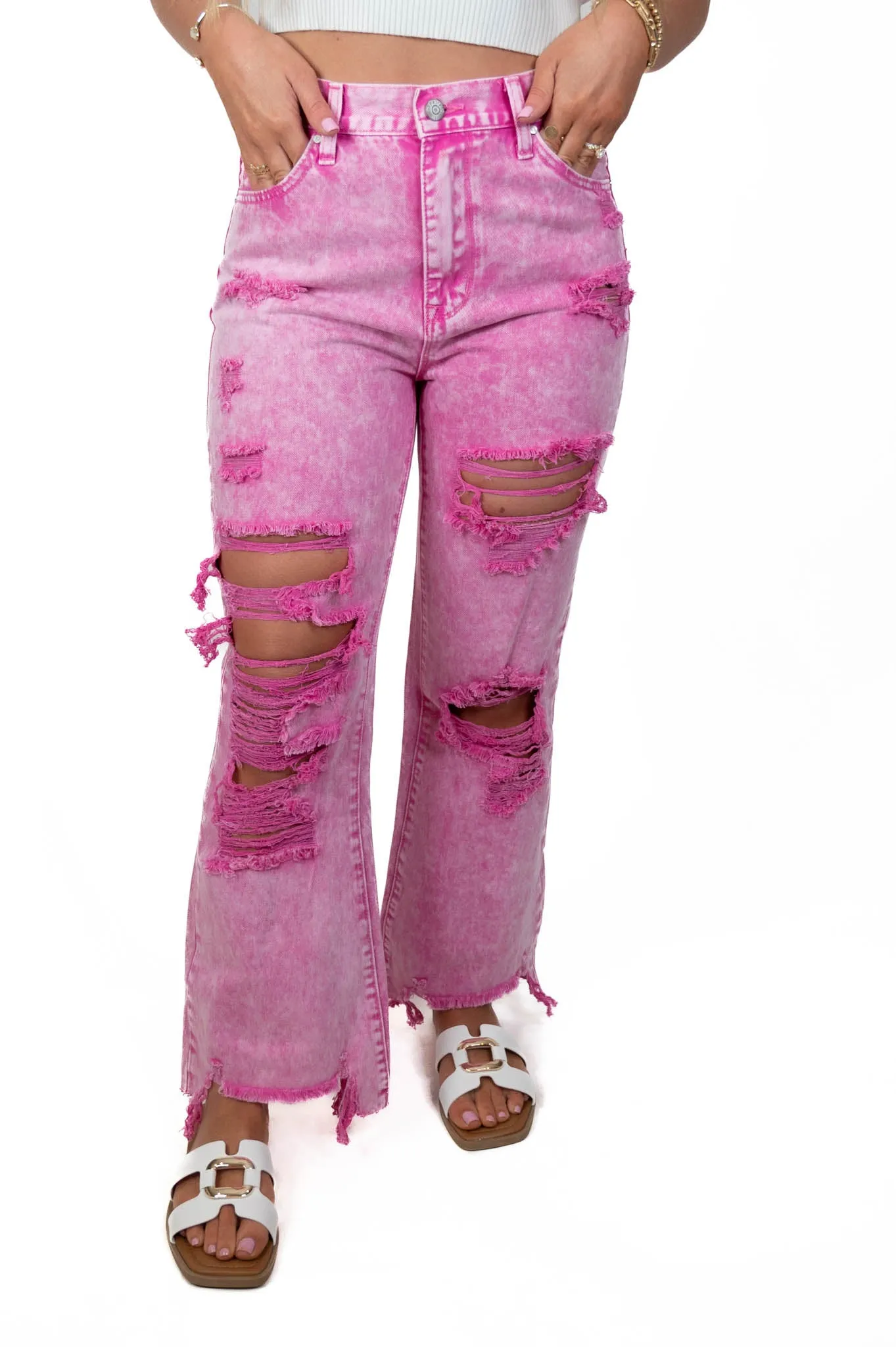 Acid Pink Vintage Cropped Flare