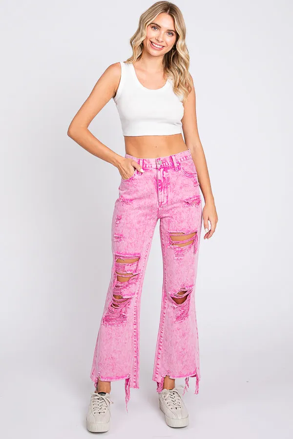 Acid Pink Vintage Cropped Flare