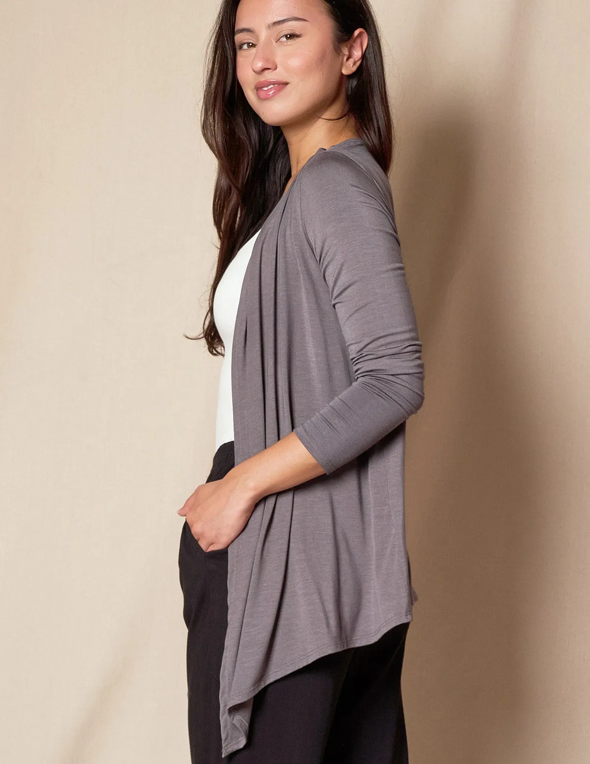 Bamboo Open Front Jacket - Grey