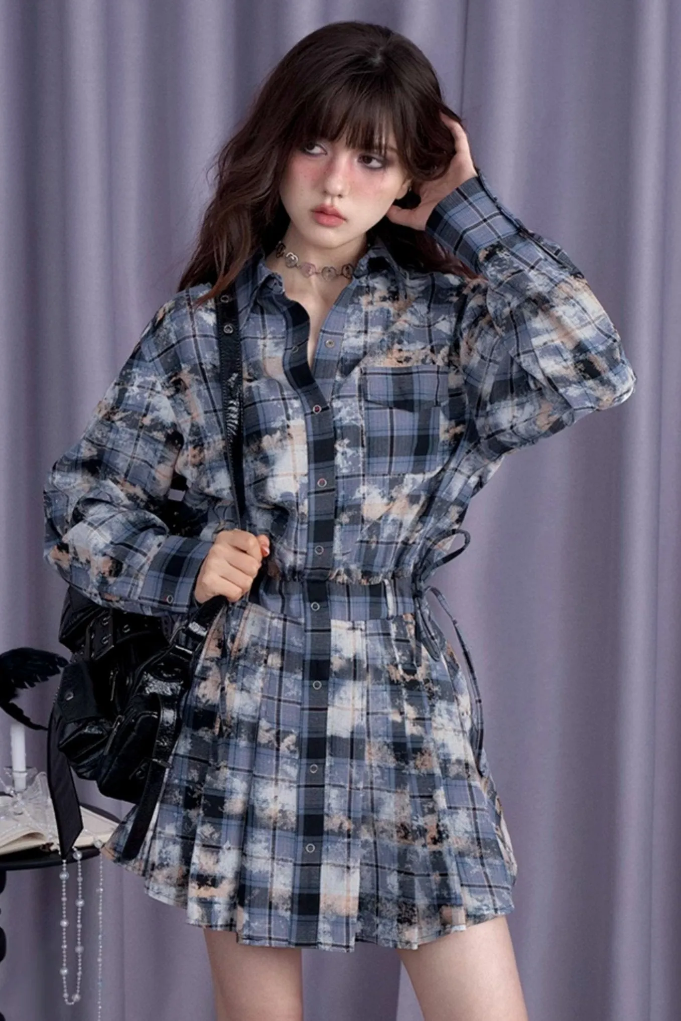 Burnt Print Street Shirt Dress Set