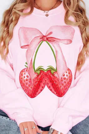 COQUETTE STRAWBERRY RIBBON OVERSIZED SWEATSHIRT