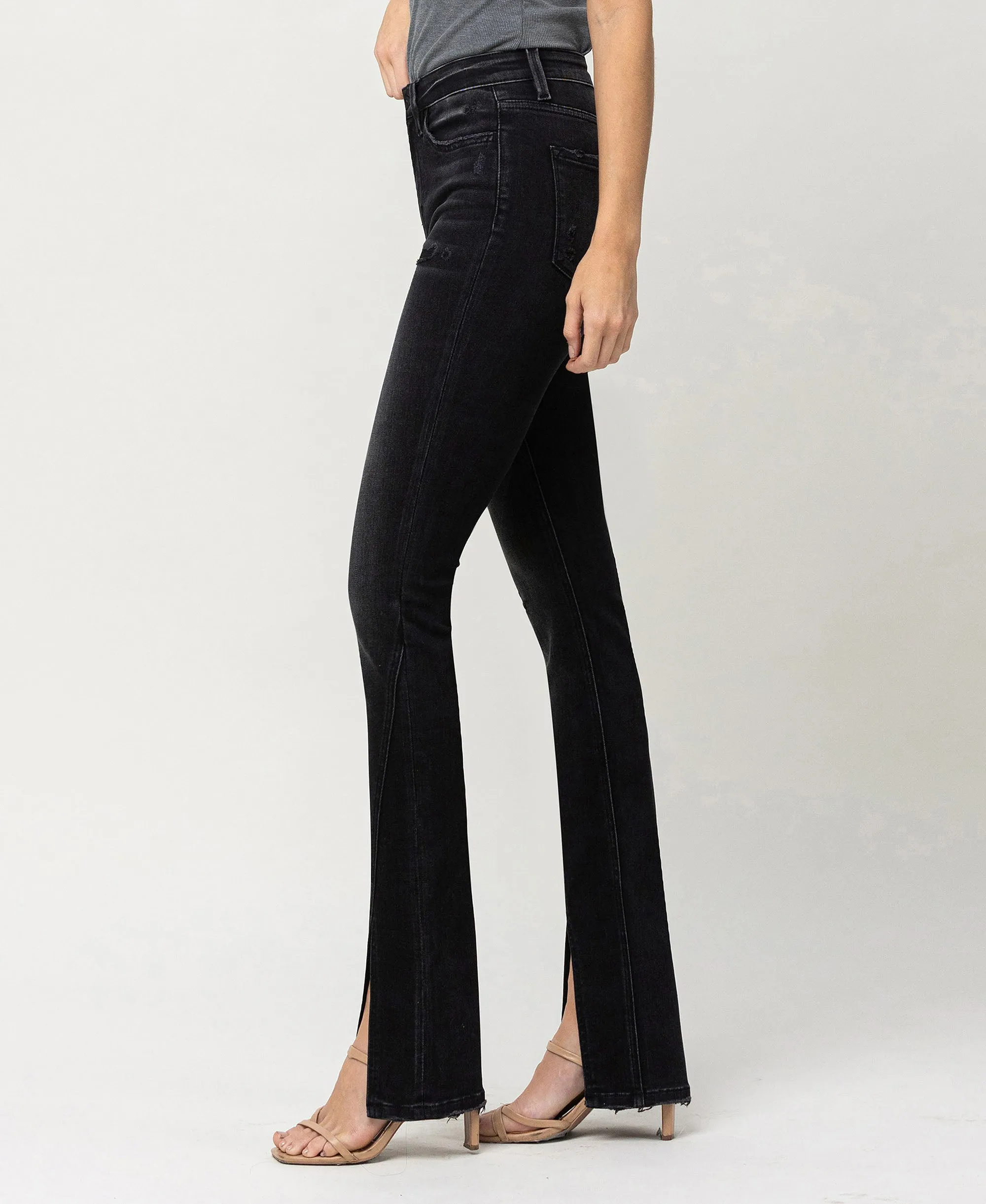 Crocus - High Rise Slit Hem Slim Bootcut Jeans