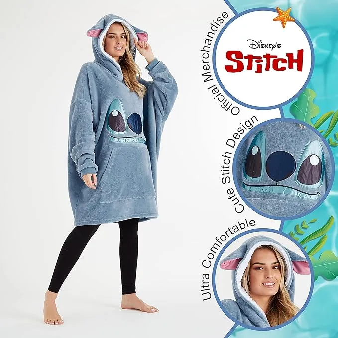 Disney oversized blanket hoodie for Women and Girls | One size fits all sherpa fleece lined hoodie for lounging and relaxation by London collection