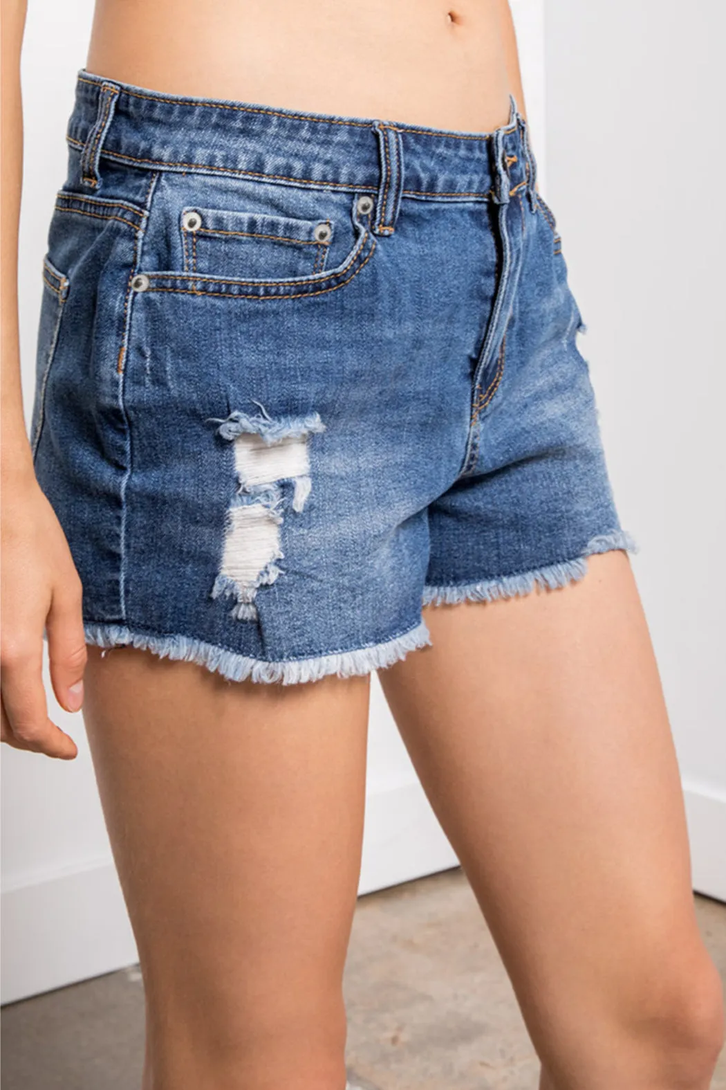 Distressed Denim Shorts