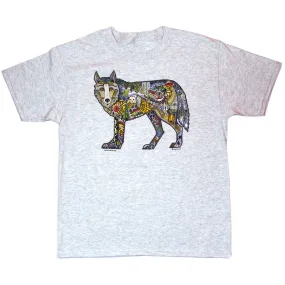 Earth Art Wolf Youth Ash T-shirt