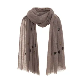 Embroidered Star Scarf - Taupe