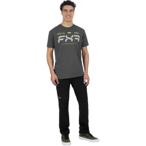 FXR Moto Premium T-Shirt Charcoal Heather/Hi-Vis Grey