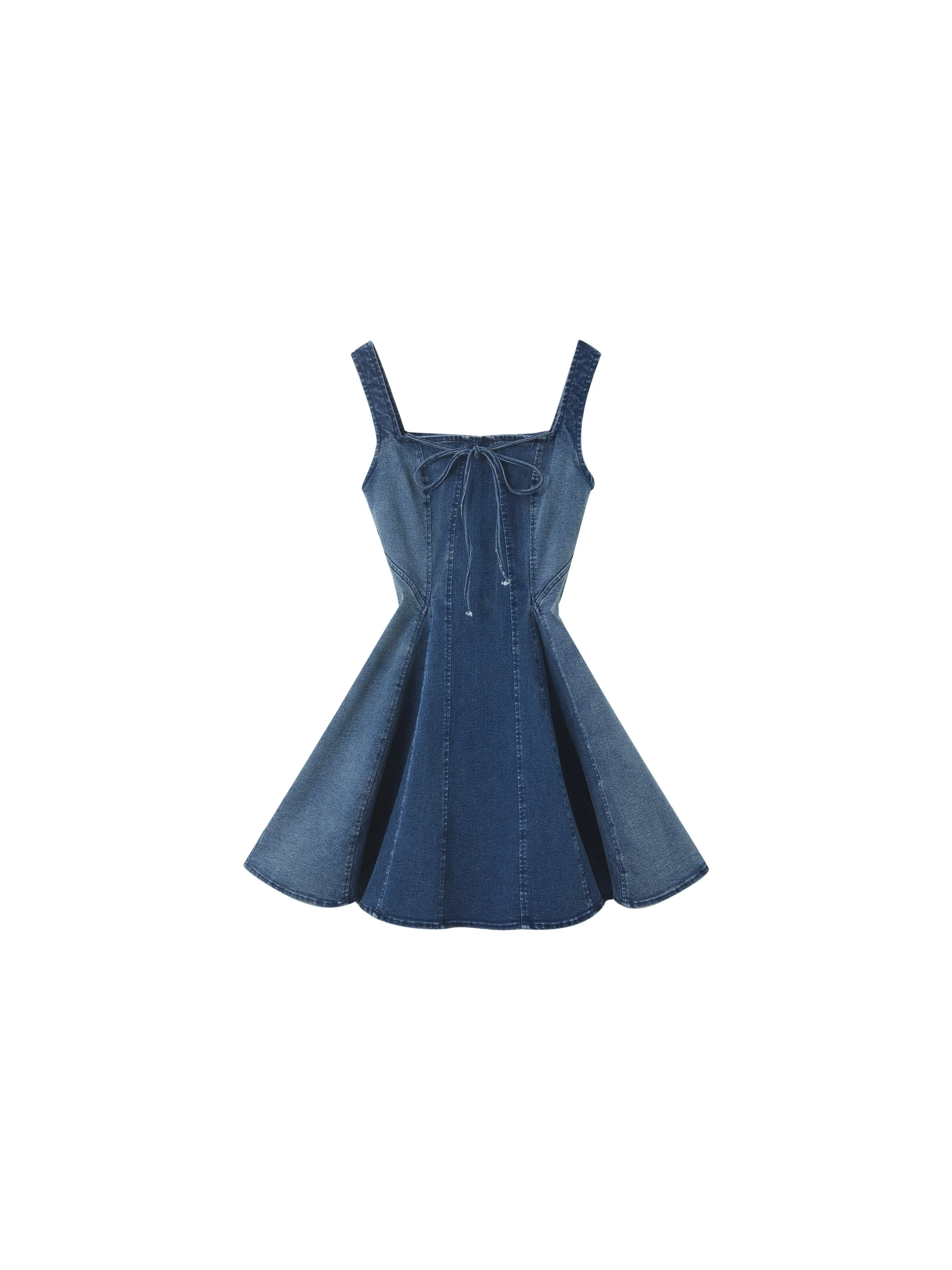 Halter Neck Pleated Denim Dress