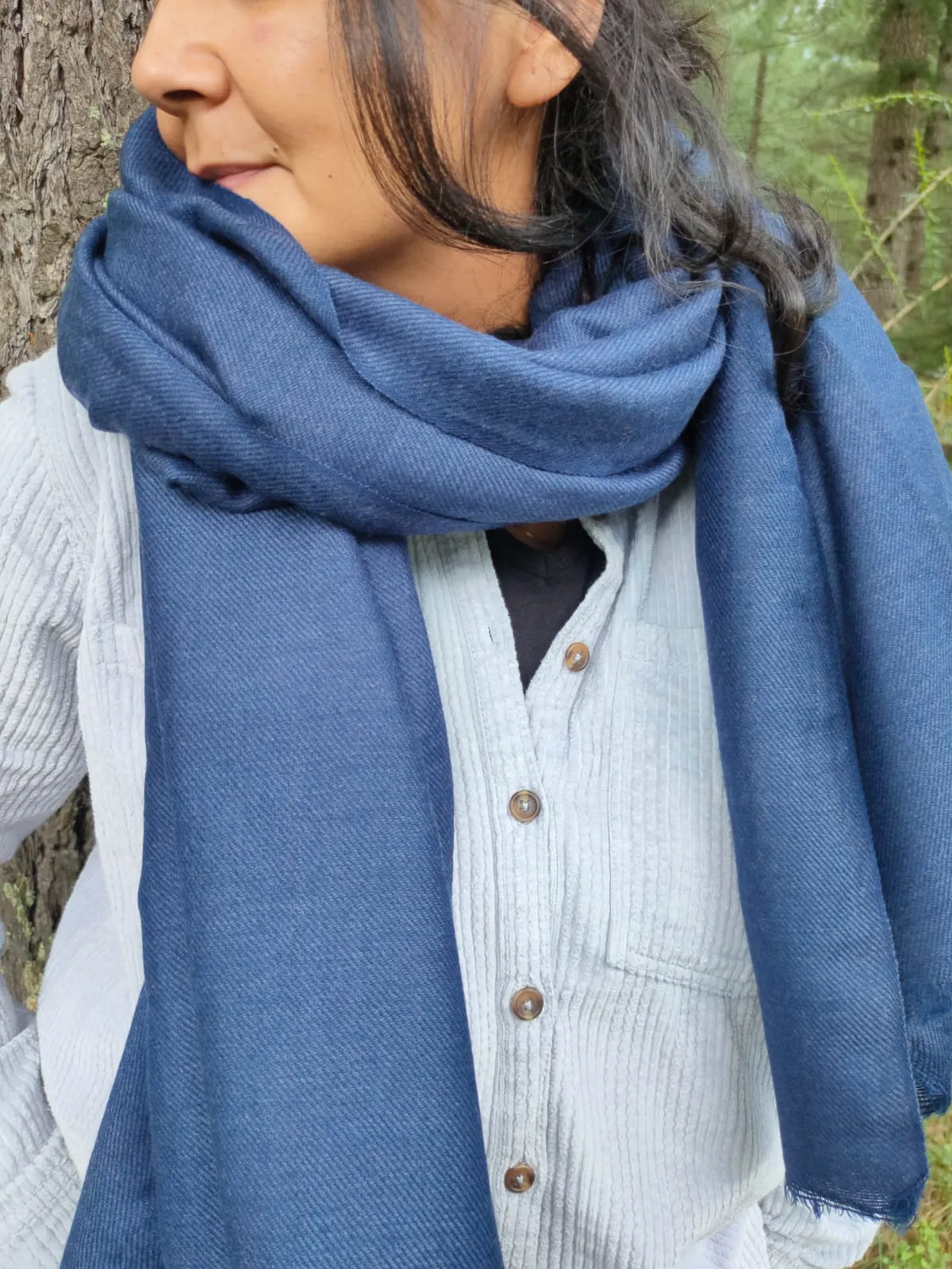 Indigo dyed yak & merino blend scarf