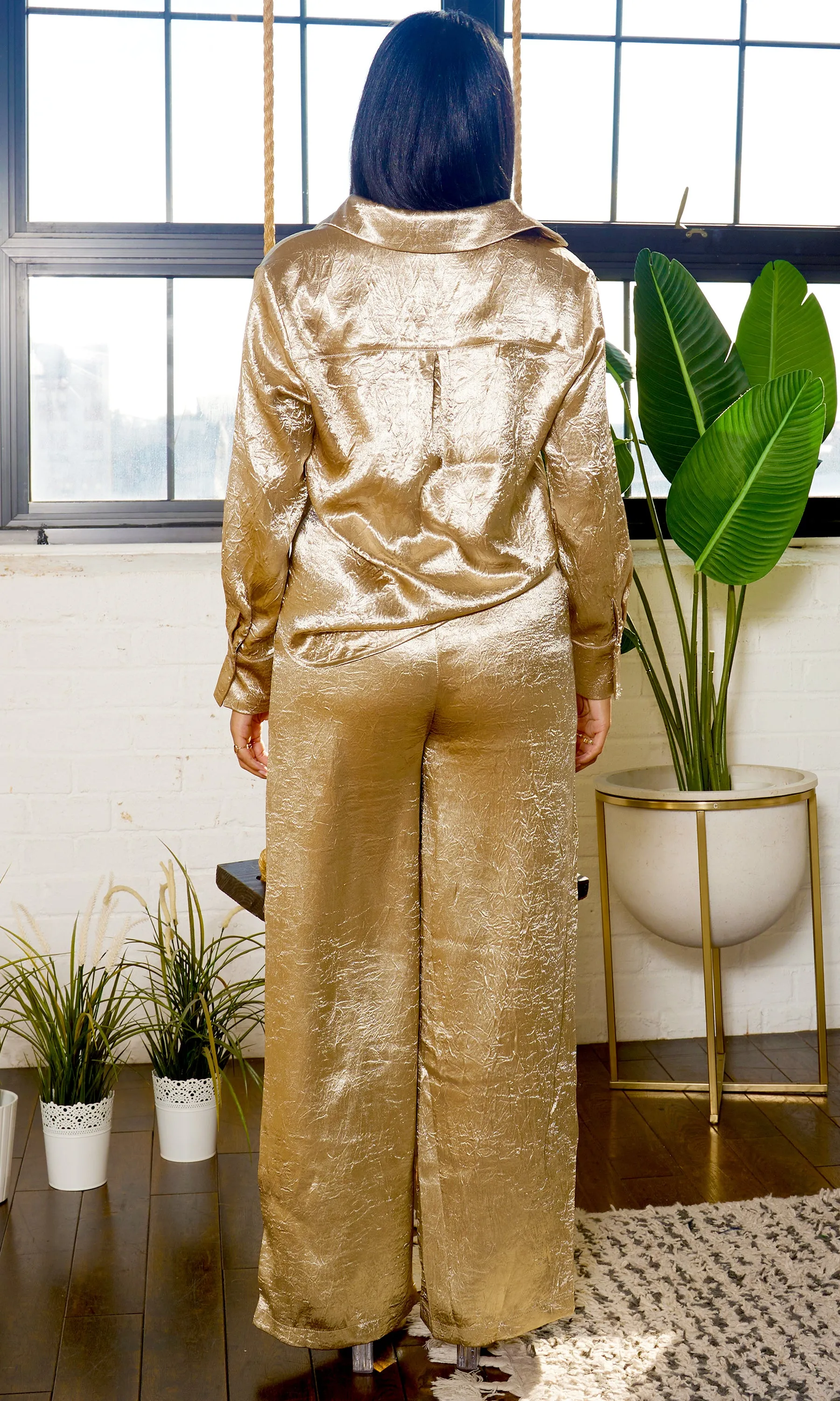 Jacquard  Pants Set- Gold FINAL SALE