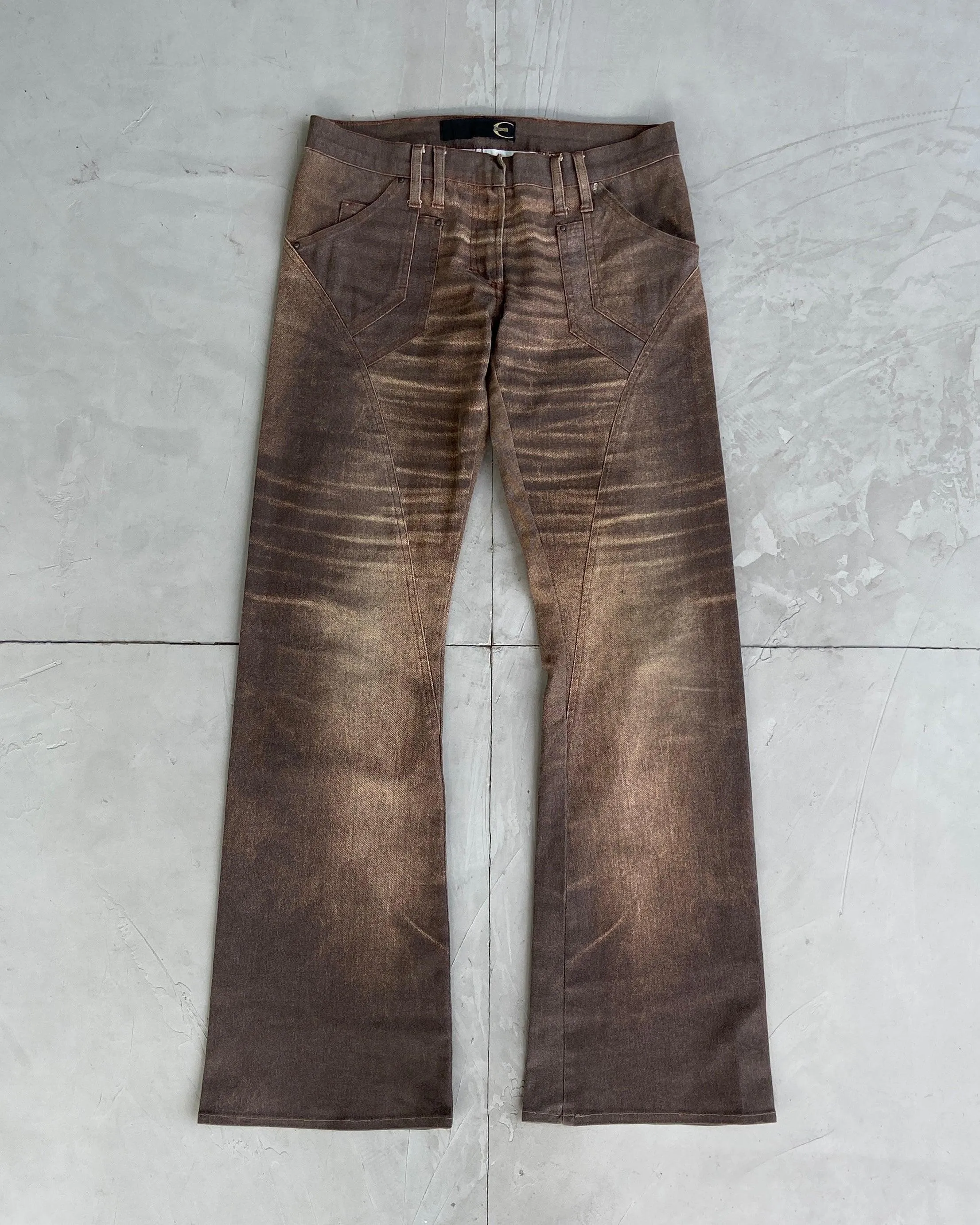 JUST CAVALLI BROWN PRINTED JEANS - S