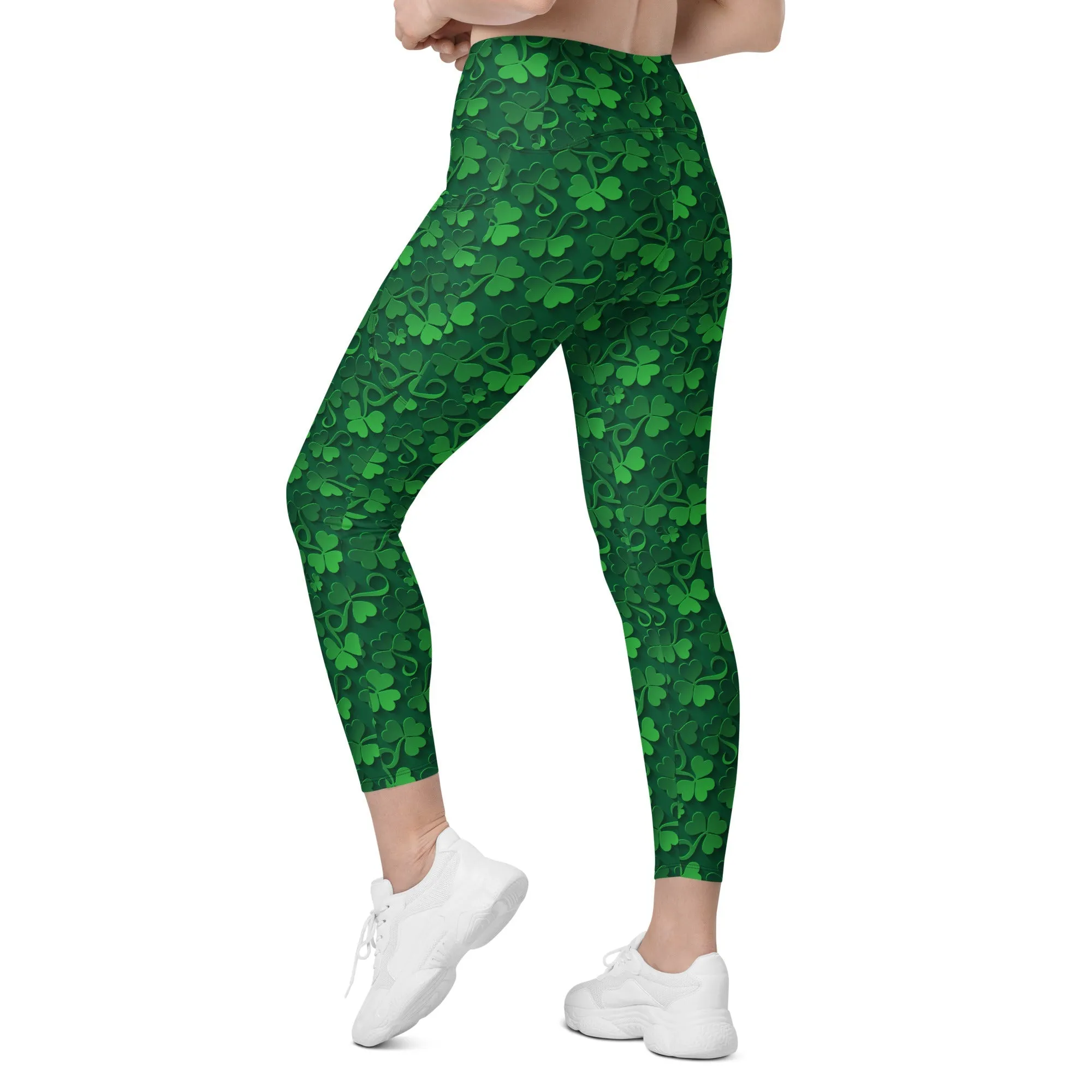 Lucky Shamrock Leggings With Pockets