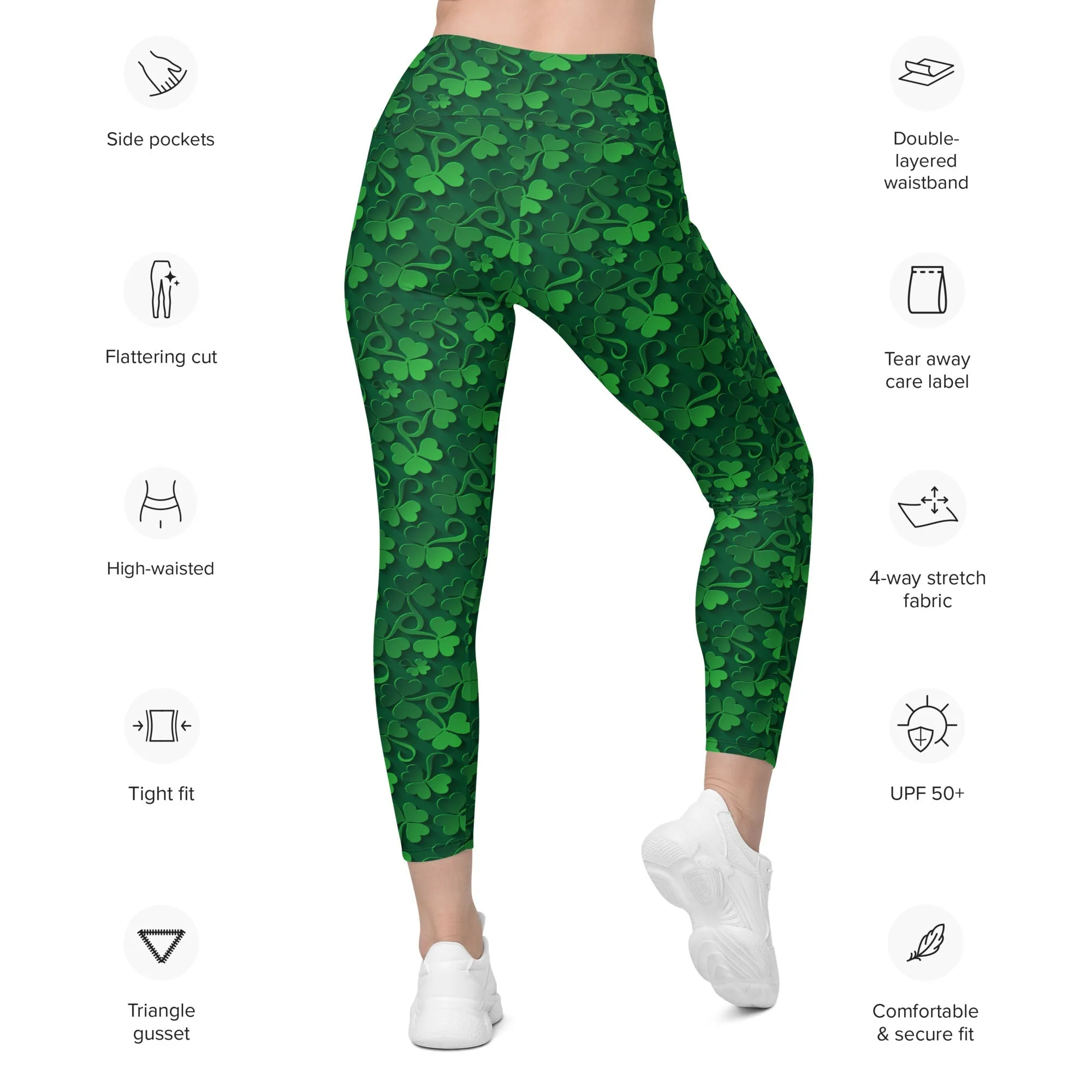 Lucky Shamrock Leggings With Pockets