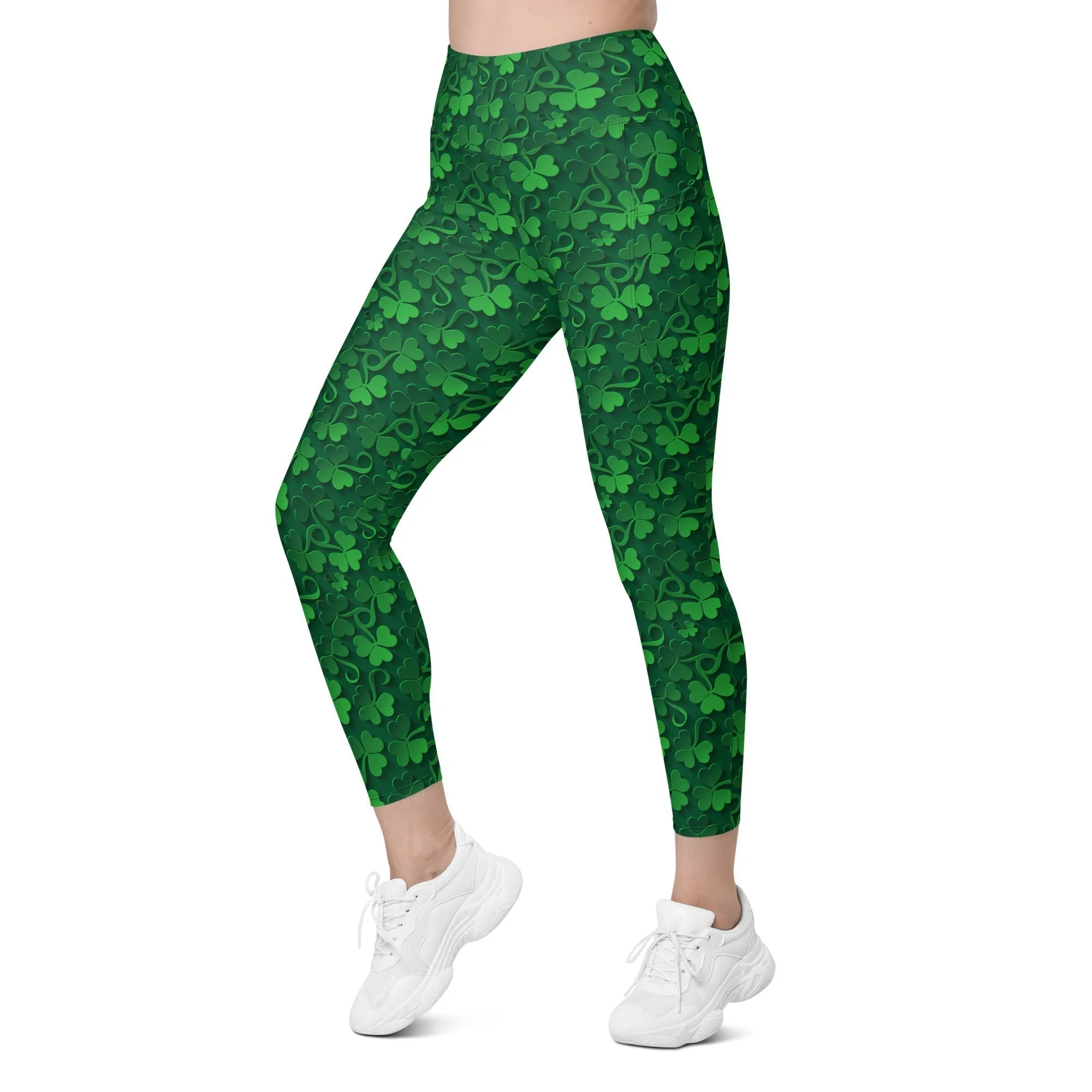 Lucky Shamrock Leggings With Pockets