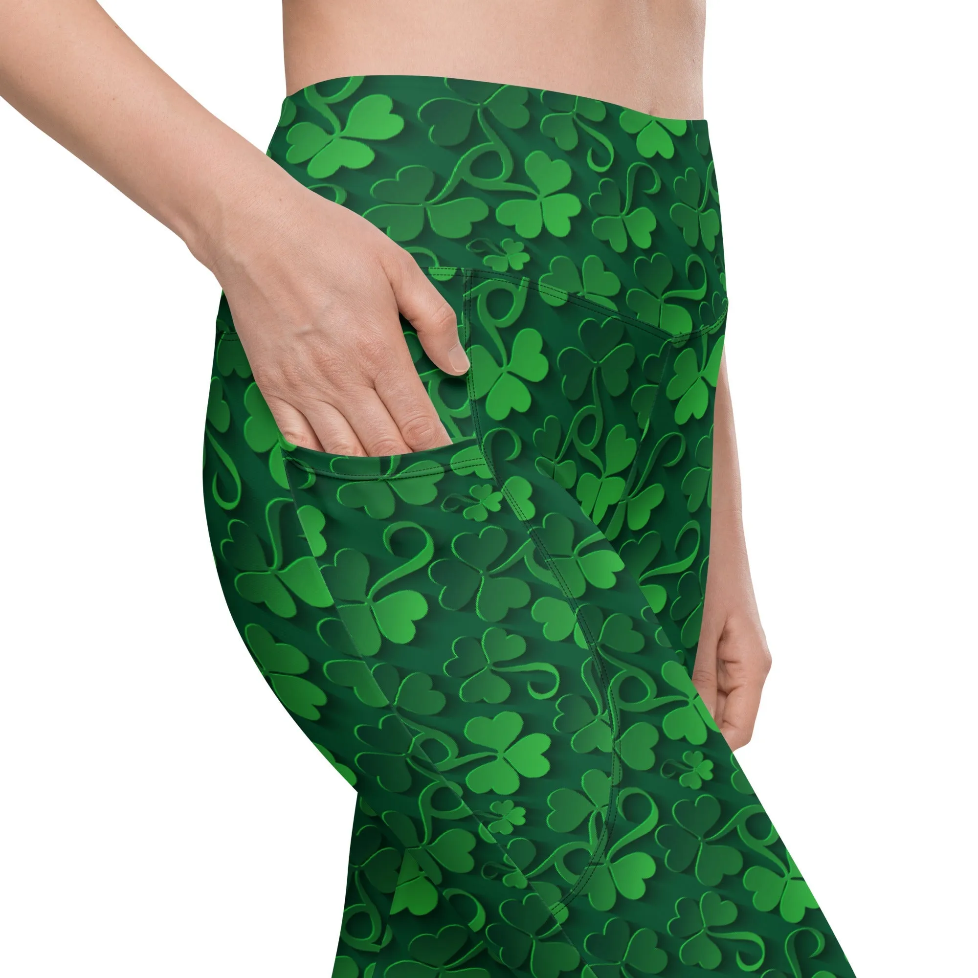 Lucky Shamrock Leggings With Pockets