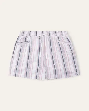 Margo Striped Linen Drawstring Short | Pink / White