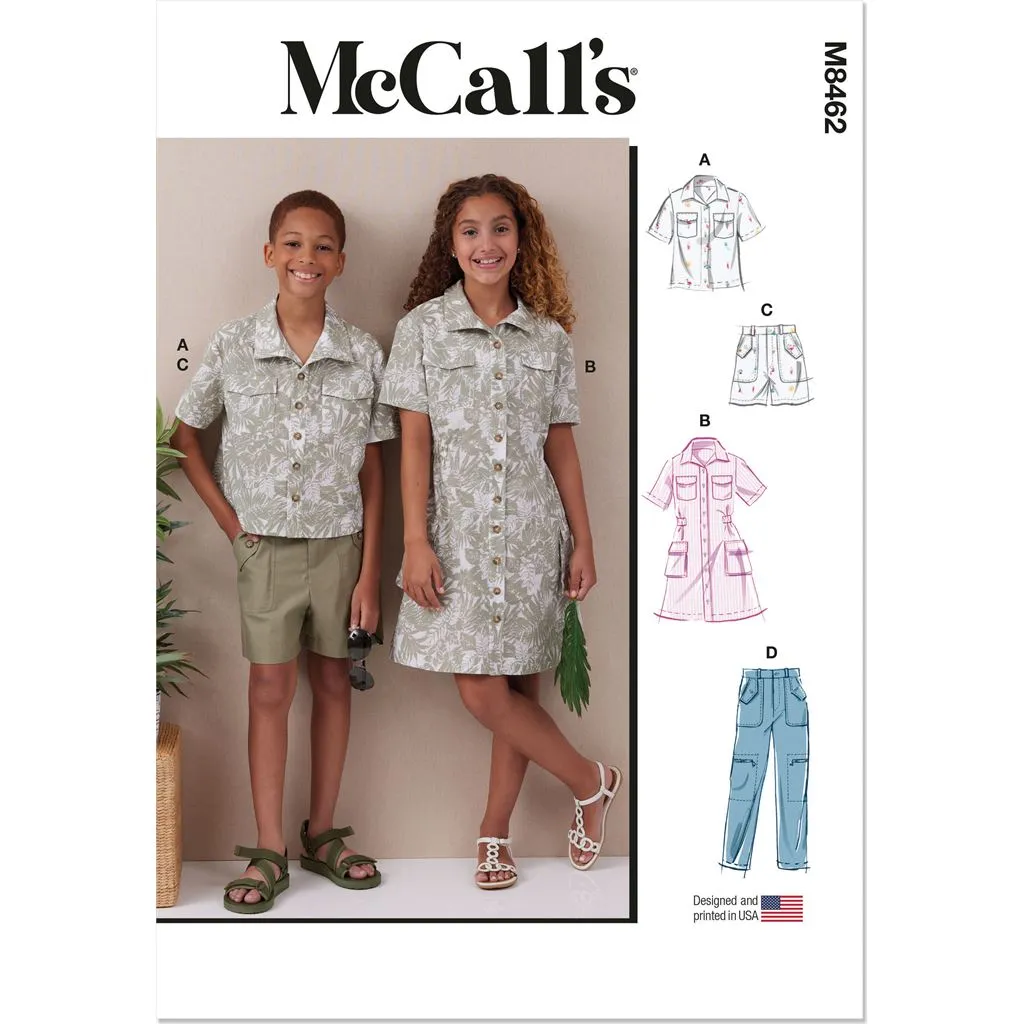 McCall's Pattern M8462 Girls' and Boys' Shirt, Pants, Shorts and Girls' Dress