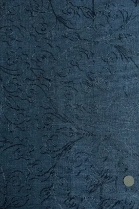 Navy Embroidered Silk Linen MEMT-018-15