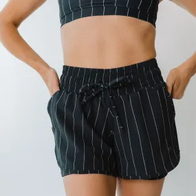 Navy Pinstripe Lunge Shorts