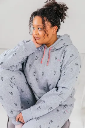 O&F Heart Print Oversized Hoodie