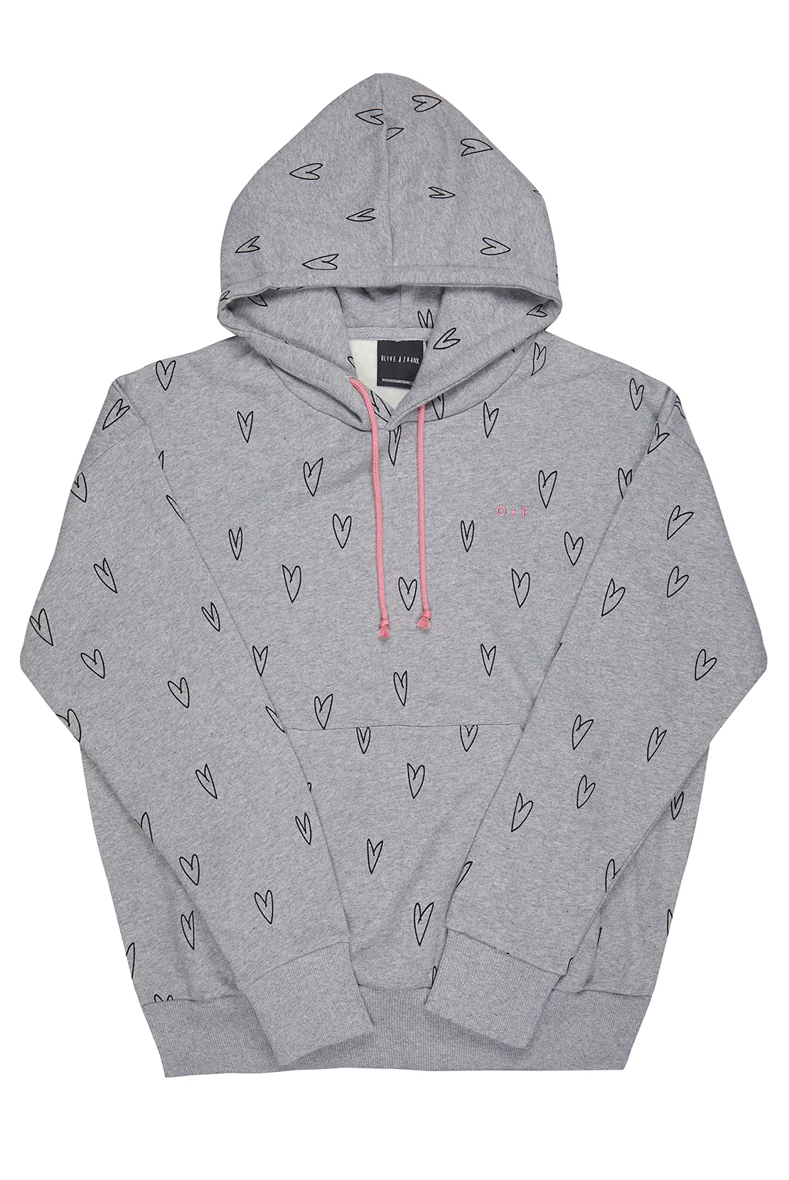 O&F Heart Print Oversized Hoodie