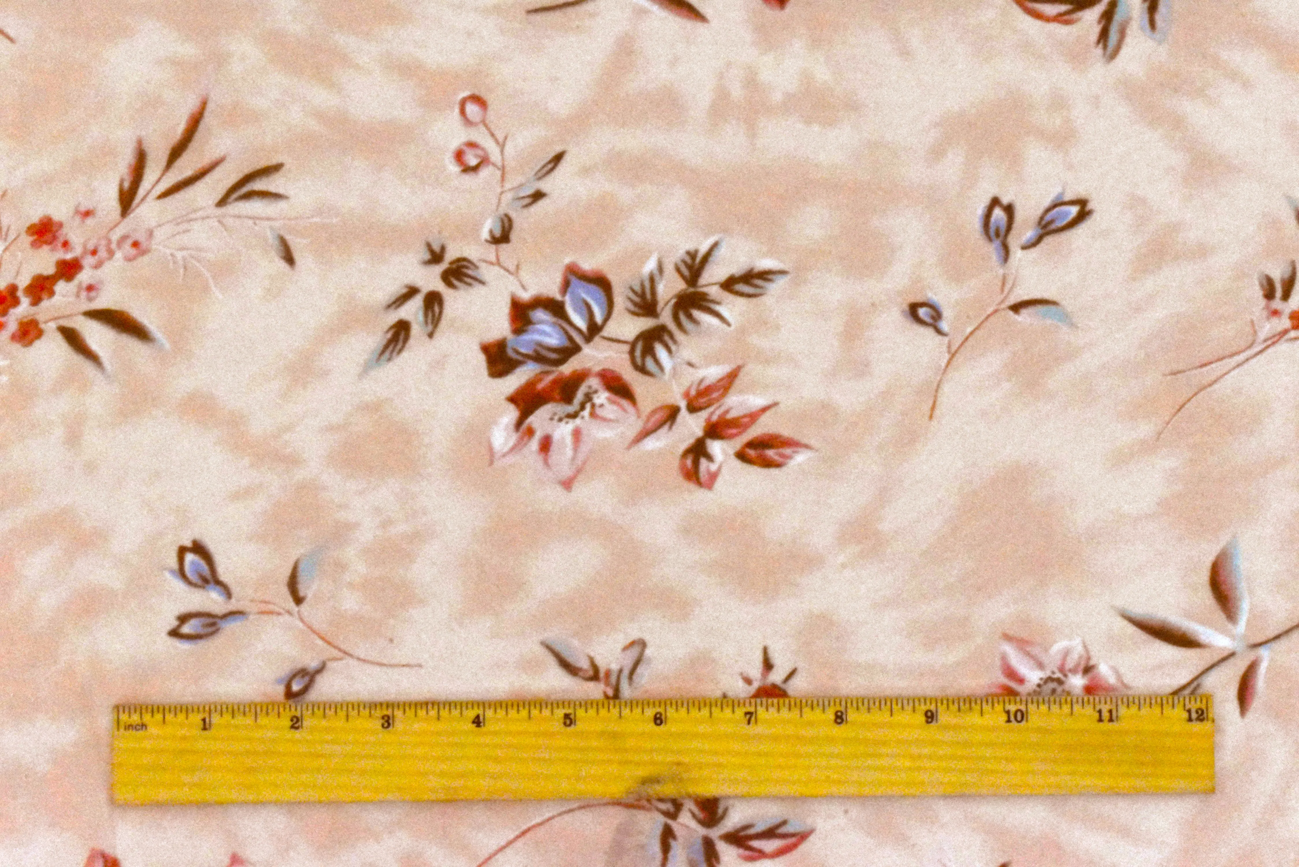 Peach Orange-Multi Floral Printed Silk Chiffon Fabric