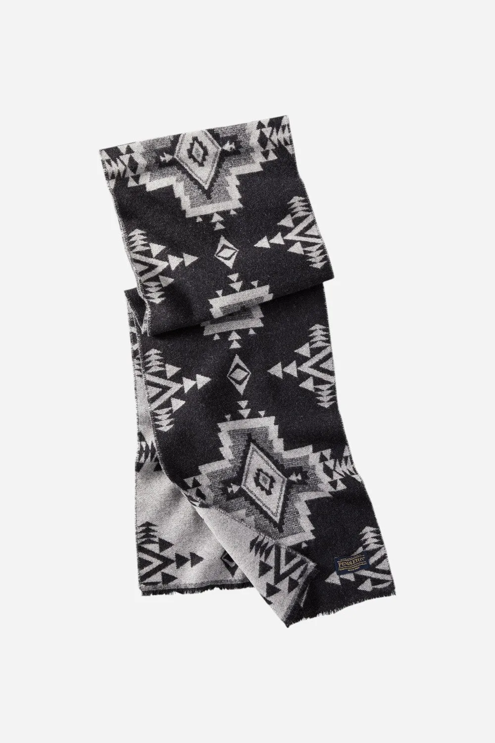 Pendleton Wool Jacquard Scarf in Black Rock Point