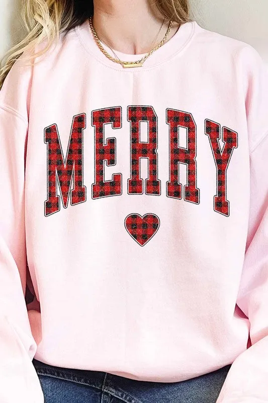 PLAID MERRY CHRISTMAS OVERSIZED SWEATSHIRT