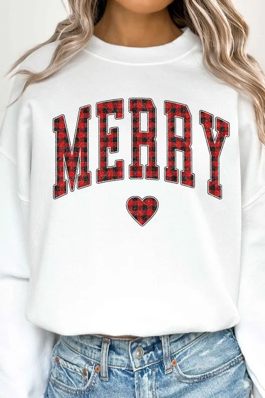 PLAID MERRY CHRISTMAS OVERSIZED SWEATSHIRT