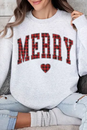 PLAID MERRY CHRISTMAS OVERSIZED SWEATSHIRT