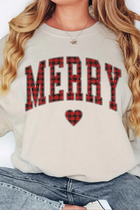 PLAID MERRY CHRISTMAS OVERSIZED SWEATSHIRT