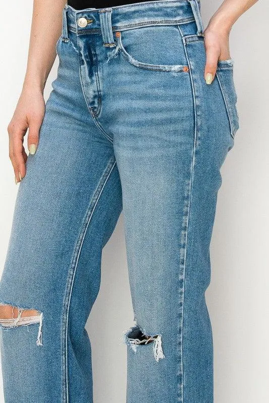 PLUS SIZE - HIGH RISE STRAIGHT LEG JEANS