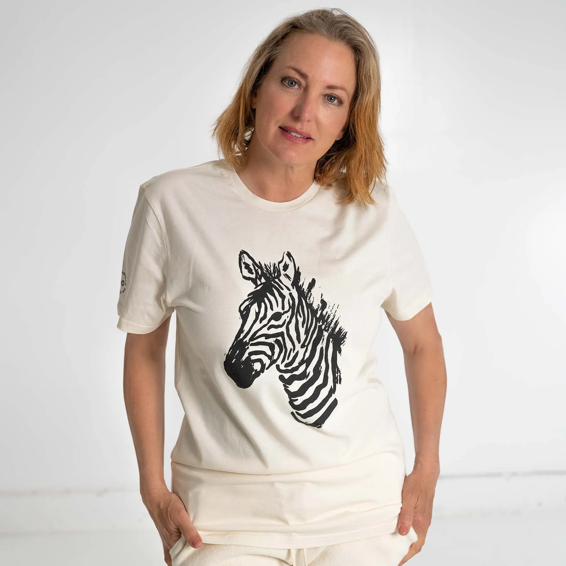 PUREVALLEY 100% Organic Prima Cotton Printed T-Shirt - Zebra (Unisex)