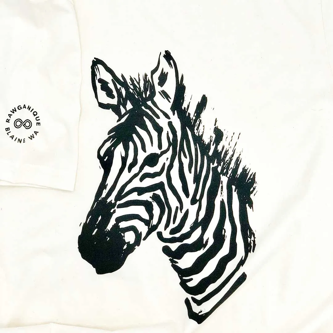 PUREVALLEY 100% Organic Prima Cotton Printed T-Shirt - Zebra (Unisex)