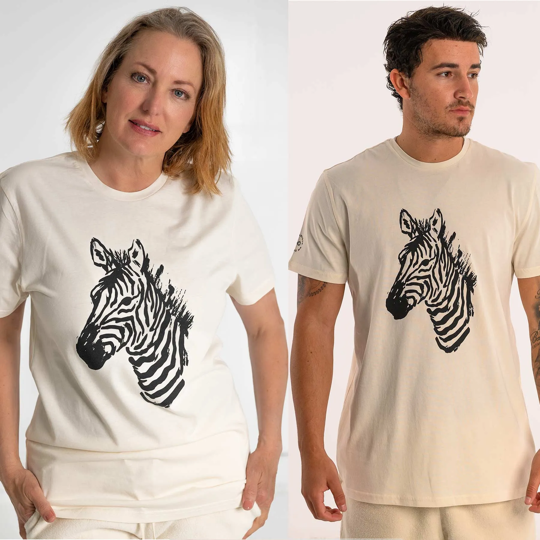 PUREVALLEY 100% Organic Prima Cotton Printed T-Shirt - Zebra (Unisex)