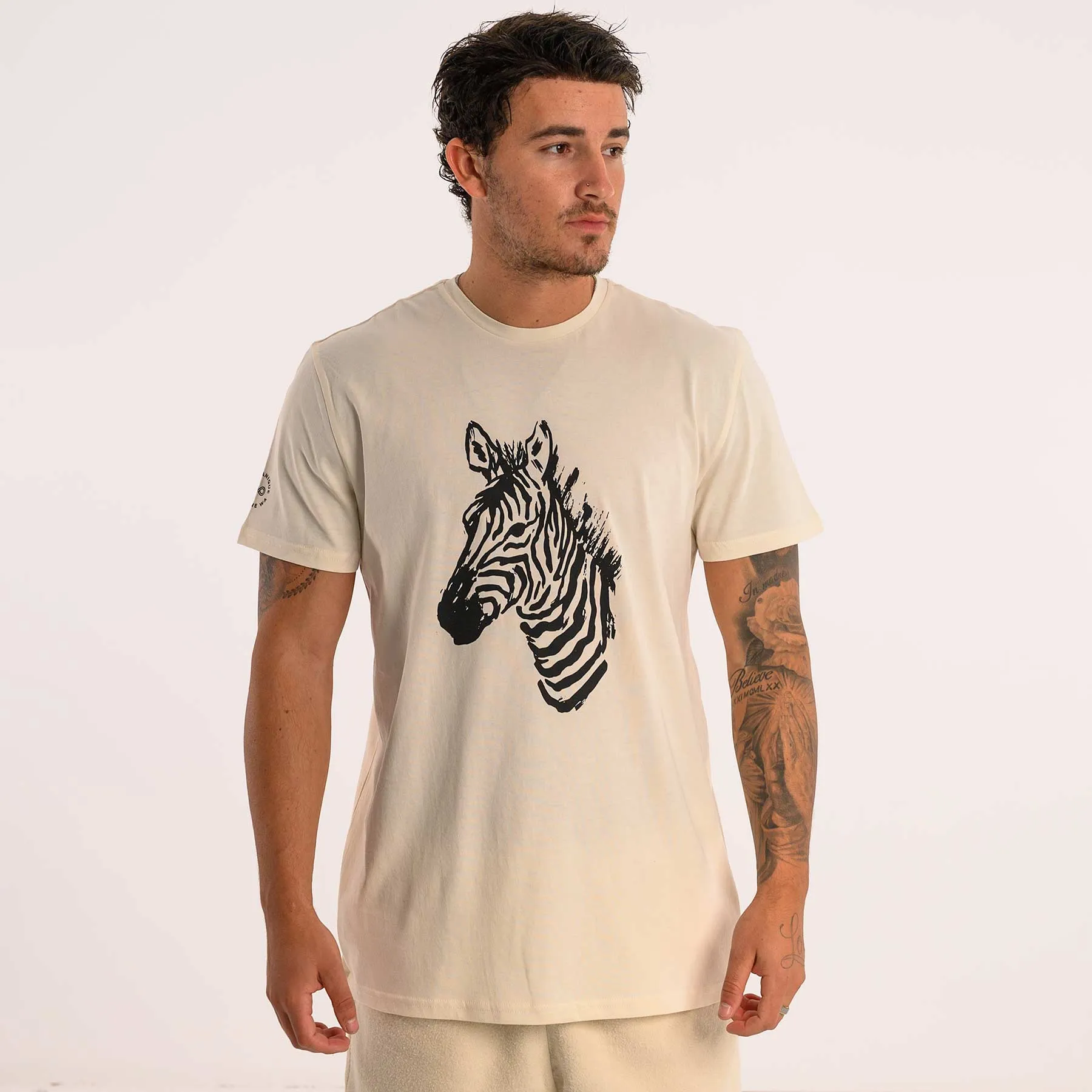 PUREVALLEY 100% Organic Prima Cotton Printed T-Shirt - Zebra (Unisex)