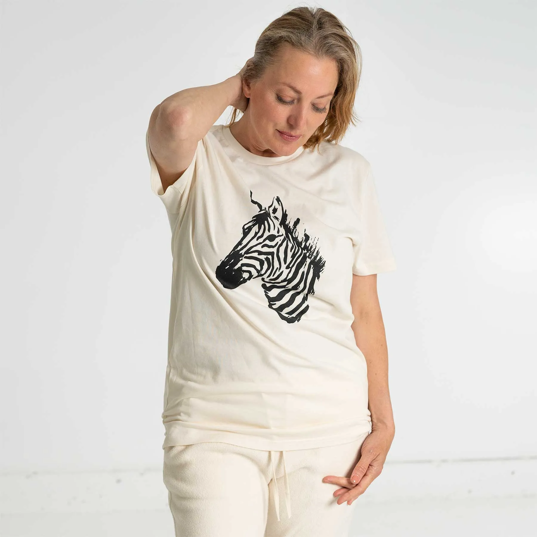 PUREVALLEY 100% Organic Prima Cotton Printed T-Shirt - Zebra (Unisex)