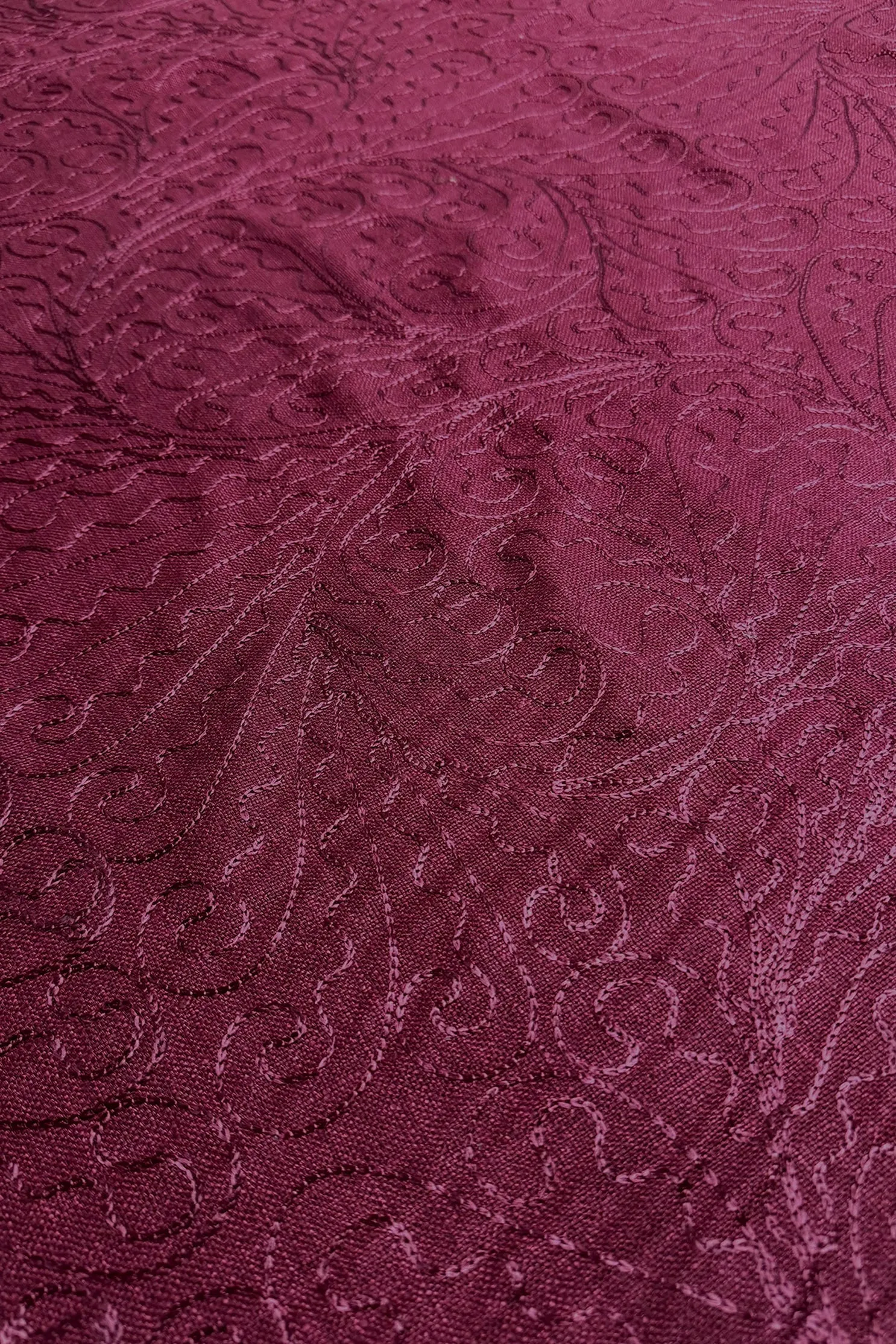 Red Embroidered Silk Linen MEMT-026-15