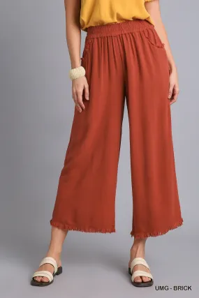 Rust Linen Blend  Pant w/ Elastic Waist