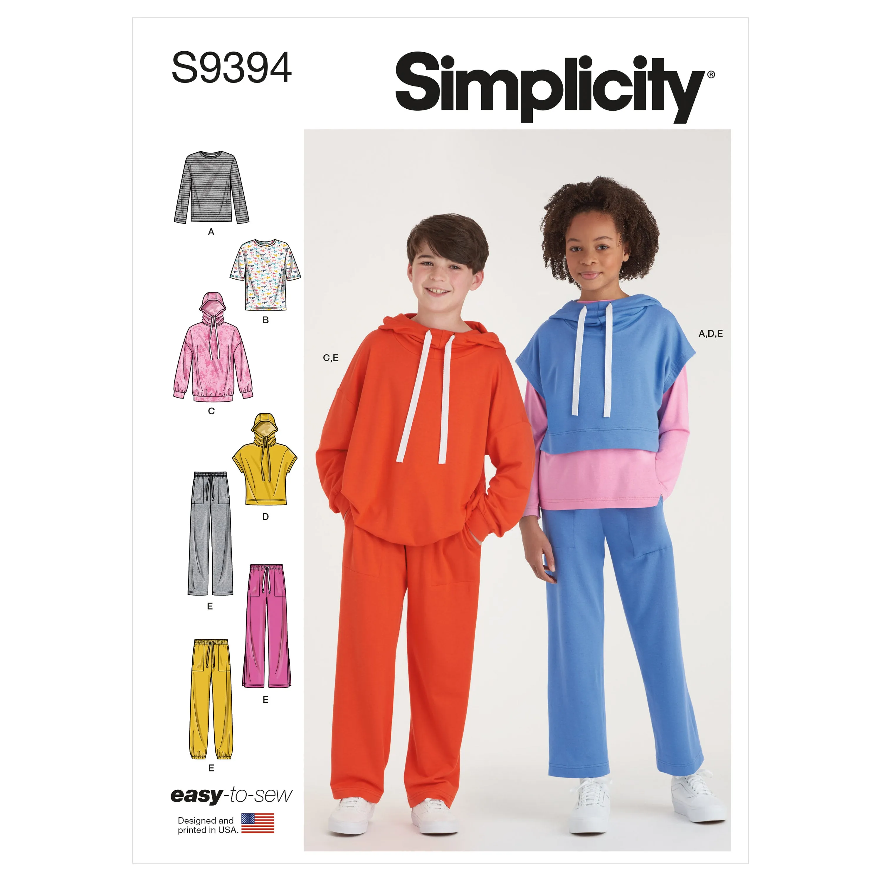 Simplicity Pattern 9394 Boy/Girl Hoodie Print & Top