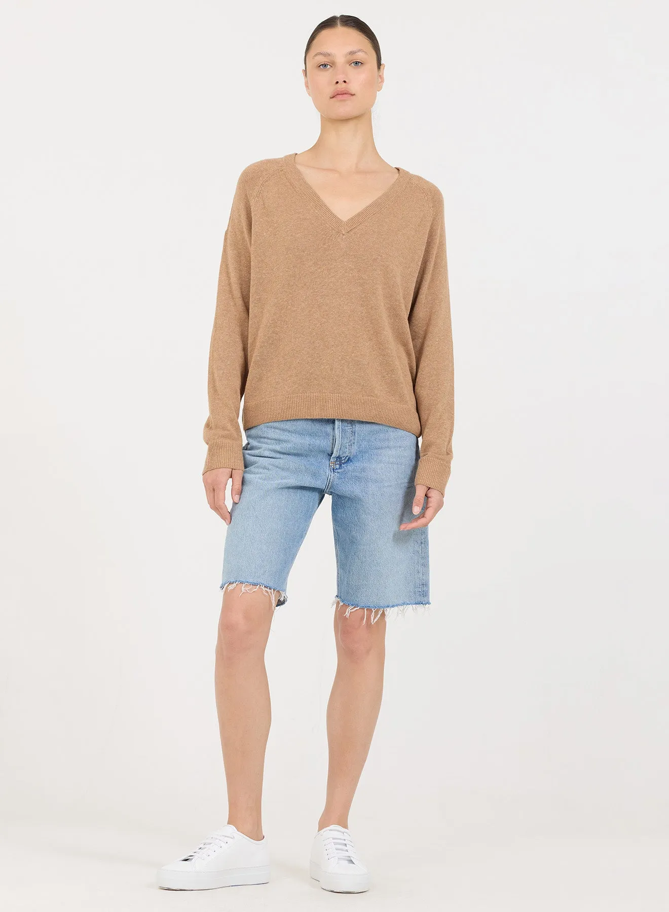 Sloane Linen Vneck - Fawn