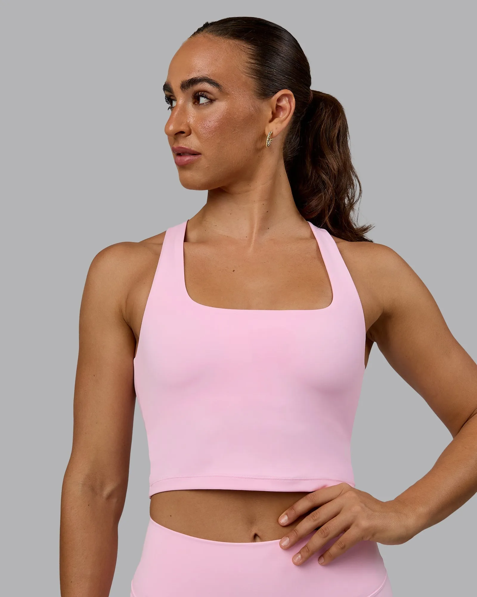 Staple Square Neck Active Shelf Bra Tank - Pale Pink