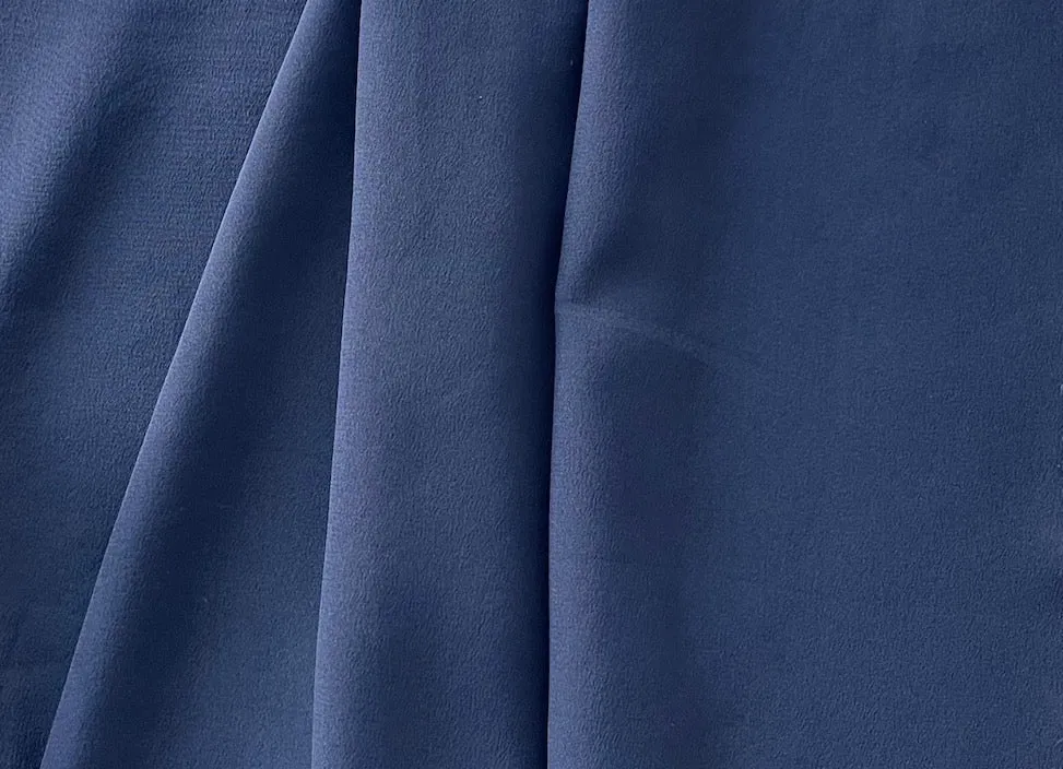 Stormy Indigo Silk Crepe De Chine (Made in Italy)