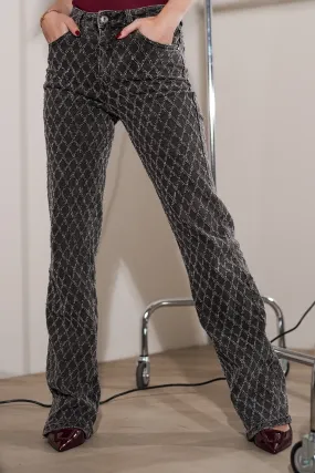 Straight leg jeans met print grijs - Lara