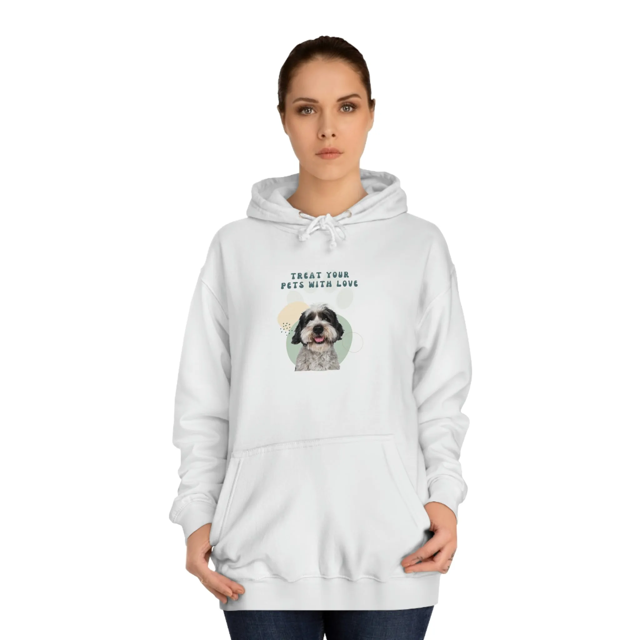 Treat your pets with love Dog POD Unisex College Hoodie