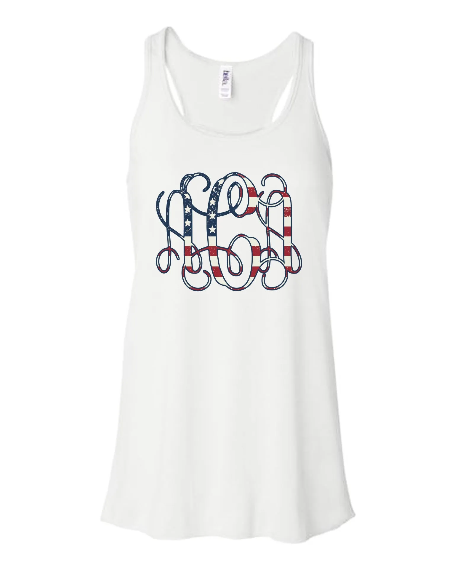 USA Interlocking Monogram Racerback Tank - White