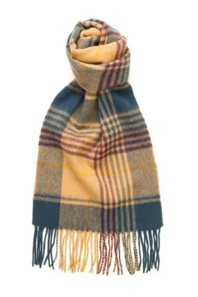 Wool Scarf | Fence Check Blue